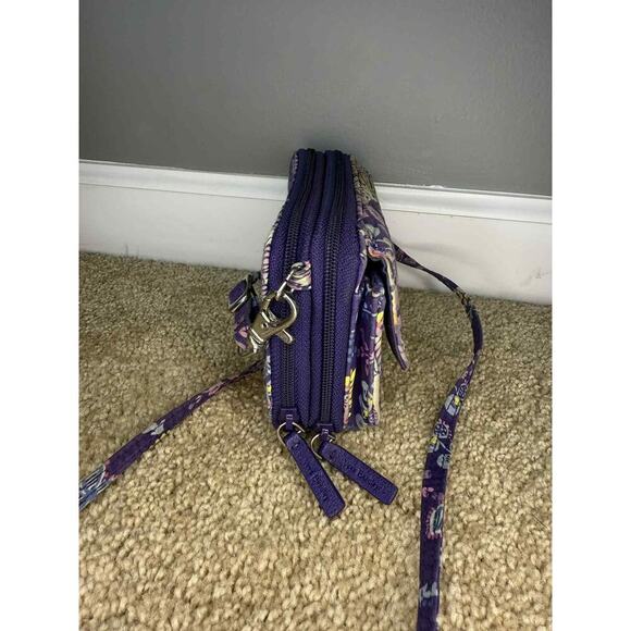 NWT Vera Bradley All in One Quilted Crossbody for Iphone 6 Batik Leaves Purple - Picture 5 of 9